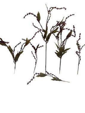 Artificial Purple Green Floral Sprays Plastic Stems Home Decor 5 Pieces Set
